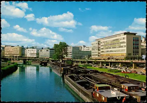 Saarbrücken Berliner Promenade, Frachtschiffe Schiff-Anlegestelle 1970
