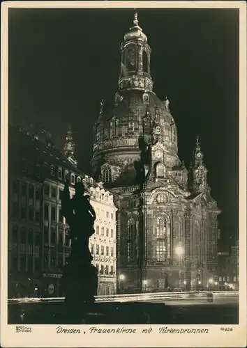 Innere Altstadt-Dresden Frauenkirche bei Nacht, Foto AK 1956 Walter Hahn:10826