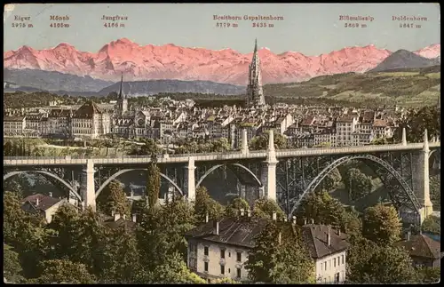 Ansichtskarte Bern (Schweiz) Berne Stadt, Brücke - Bergkette 1911