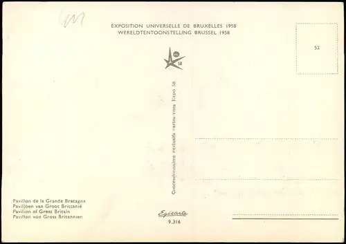 Brüssel Bruxelles Pavillon de la Grande Bretagne Exposition de Bruxelles 1958