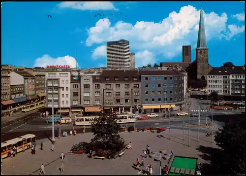 Ansichtskarte Mülheim an der Ruhr Berliner Platz, Bus Haltestelle 1977