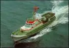 Ansichtskarte  Seenotkreuzer mit Tochterboot  Schiff 1988  Stempel der Reederei