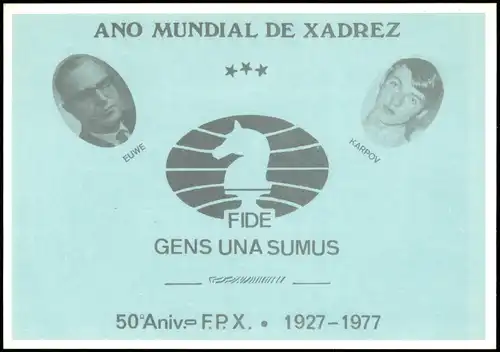 Ansichtskarte  ANO MUNDIAL DE XADREZ KARPOV EUWE Schach Chess - Spiel 1977