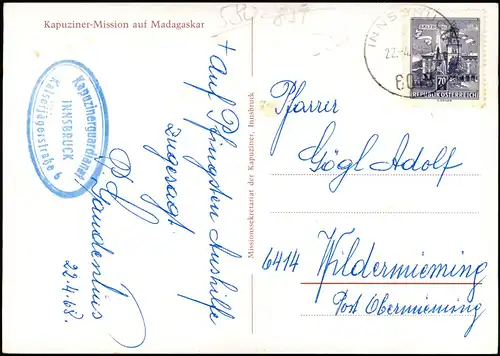 Postcard Madagaskar Typen Straßenszene 1968