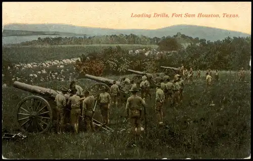 Postcard Texas Allgemein Loading Drills, Fort Sam Houston, Texas 1910