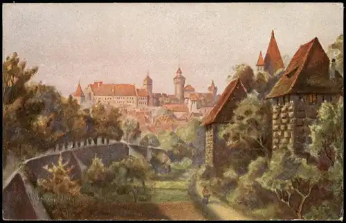 Ansichtskarte Nürnberg Spittlertor Partie, Künstlerkarte 1910