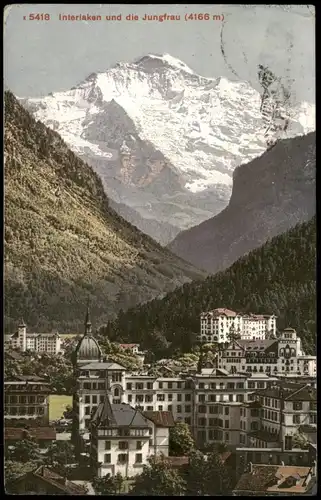 Interlaken Panorama-Ansicht Blick zur Jungfrau (Schweizer Berge) 1910