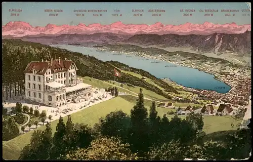 Ansichtskarte Zürich Panorama-Ansicht Zürichberg Alkoholfreies Kurhaus 1913