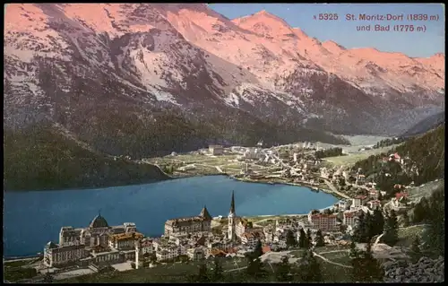 Ansichtskarte St. Moritz Blick auf St. Moritz-Dorf und Bad (1775 m) 1910