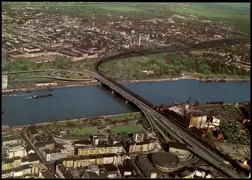 Ludwigshafen Luftbild Rhein Partie bei Mannheim-Ludwigshafen 1970