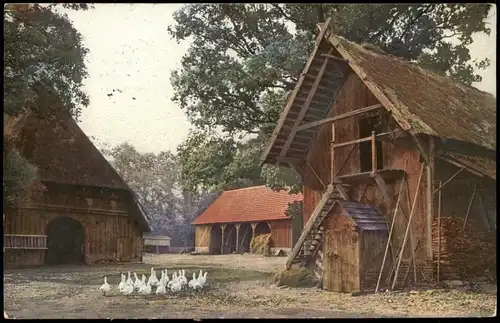 Ansichtskarte Stimmungsbild: Bauerngehöft  1913  gel. Stempel Hildesheim