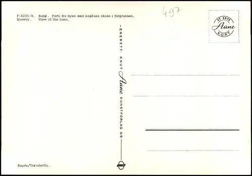 Bodø Luftaufnahme Bodø Parti fra byen med Aspåsen skole i forgrunnen 1980