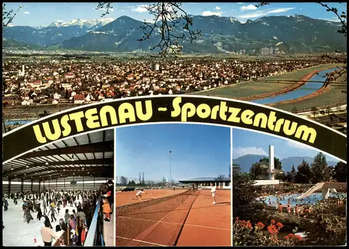 Ansichtskarte Lustenau Vorarlberg Stadt, Sportzentrum Tennis Schwimmbad 1988