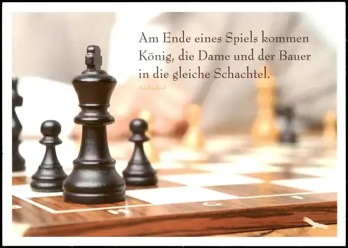Ansichtskarte  Schach Chess - Spiel Fotokarte Figuren Schachbrett 2014
