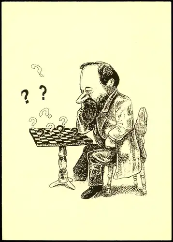 Ansichtskarte  Schach Chess - Spiel Künstlerkarte Mann vor Schachbrett 2007
