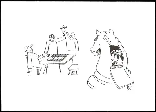 Ansichtskarte  Schach Chess - Spiel Springer Spieler Künstlerkarte 2007