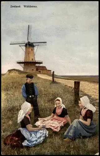 Postkaart Walcheren Windmühle Zeeland 1917