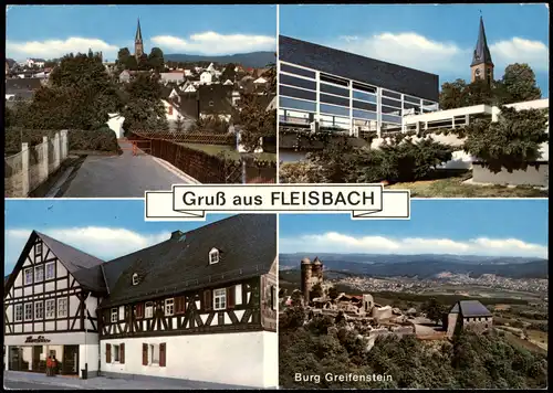 Ansichtskarte Fleisbach Mehrbildkarte Ortsansichten u. Burg Greifenstein 1976