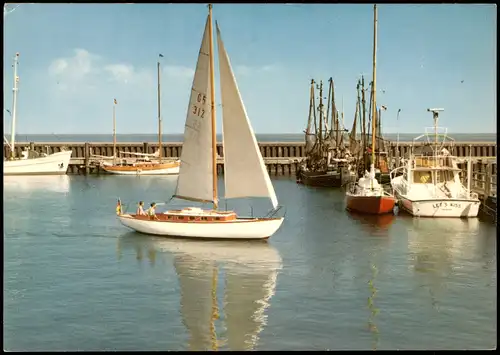Hörnum (Sylt) Hörnem (Hørnum) Hafen kleine Schiffe, Insel Sylt 1970