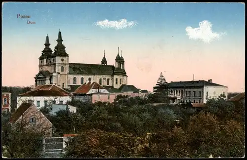 Postcard Posen Poznań Blick zum Dom 1916