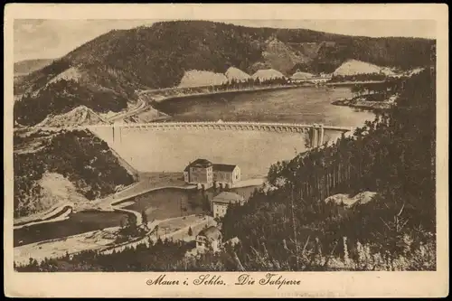 Postcard Lähn Wleń Talsperre Mauer 1913