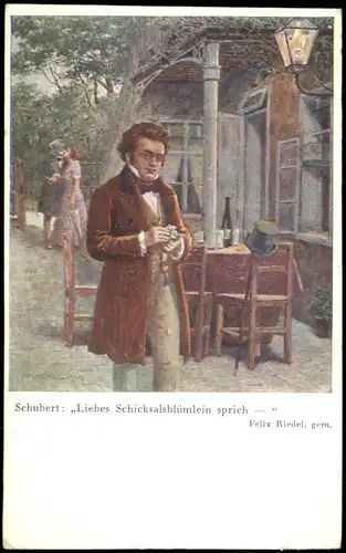 Künstlerkarte Kunstwerk   Schubert Liebes Schicksalsblümlein sprich 1910