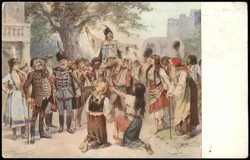 Künstlerkarte Kunstwerk Künstler Maler Th. Zasche: Der Zigeunerbaron 1910