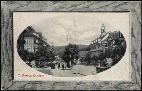 Ansichtskarte Triberg im Schwarzwald Kurplatz 1914 Passepartout