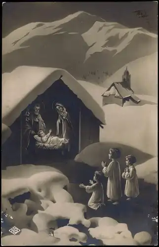 Ansichtskarte  Weihnachten - Christmas Künstlerkarte Krippe Maria Jesus 1922