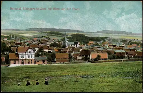Ansichtskarte Elbingerode-Oberharz am Brocken Bahnhof und Stadt 1913