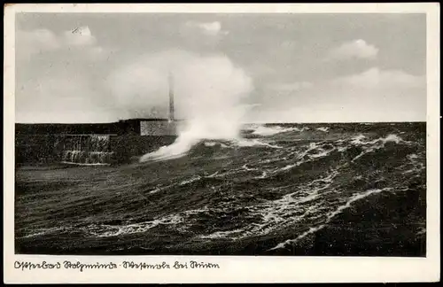 Postcard Stolpmünde Ustka Sturmflut Mole 1940  gel Stempel