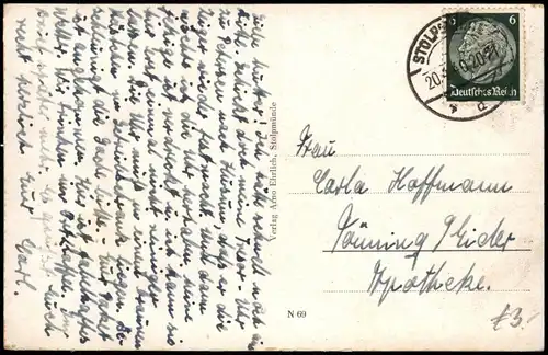 Postcard Stolpmünde Ustka Sturmflut Mole 1940  gel Stempel