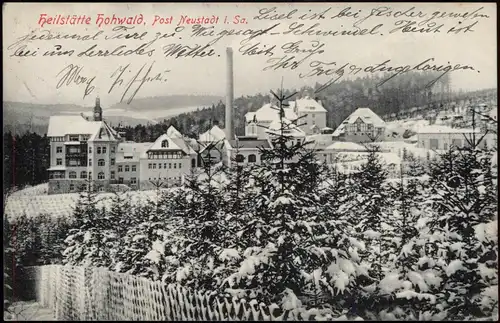 Ansichtskarte Hohwald (Sachsen) Heilstätte Hohwald im Winter 1908
