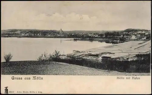 Ansichtskarte Mölln (Schleswig-Holstein) Stadt mit Hafen 1912