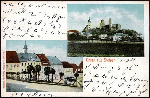 Ansichtskarte Stolpen 2 Bild Marktplatz Stadt 1901
