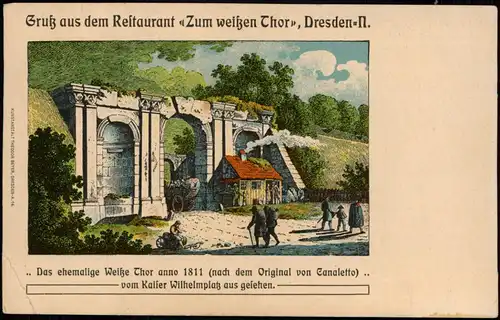 Ansichtskarte Äußere Neustadt-Dresden Restaurant Zum weißen Thor 1923