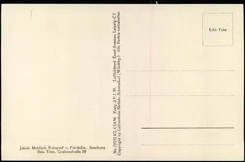 Ansichtskarte Saarburg/Trier Luftbild Fliegeraufnahme 1932