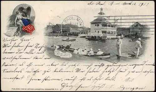 Newport (Rhode Island) Club House N.Y.Y.C. Ruderer 1901  gel. USA n Deutschland