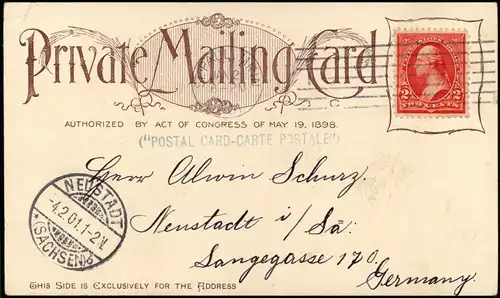 Postcard Washington D.C. State, War & Navy Building 1901 gel. USA n Deutschland