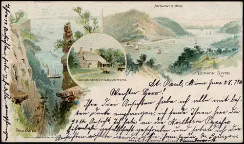 Litho AK Putnam County, New York Anthonys Nose Hudson River 1900