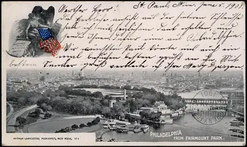Postcard Philadelphia From Fairmount Park 1901  gel. USA n. Deutschland