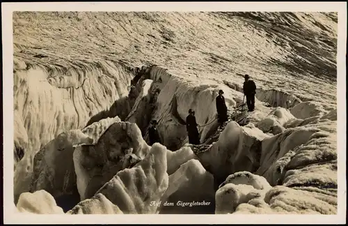 Ansichtskarte Lauterbrunnen Bergsteiger Alpen auf dem Eiger, Fotokarte 1929