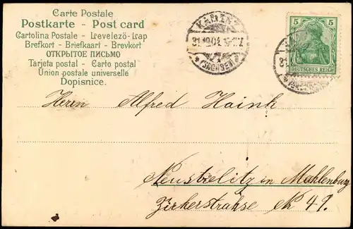 Ansichtskarte  Neujahr Sylvester New Year Feilchen Hufeisen 1904