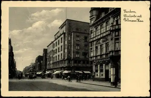 Ansichtskarte Hamborn-Duisburg Weselerstraße, belebt Geschäfte 1935