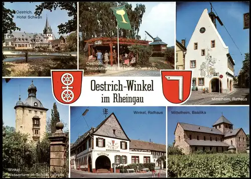 Oestrich-Winkel Mehrbild-AK Ortsansichten u.a. Rathaus, Hotel Schwan uvm. 1980