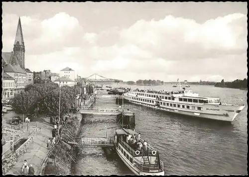Ansichtskarte Biebrich-Wiesbaden Dampfer Rheinschiffe Landungsstelle 1960