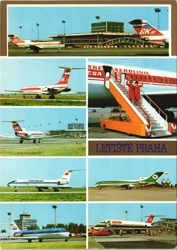 Prag Praha Letiště Praha Ruzyně Flughafen Airport Multi-View-Postcard 1980
