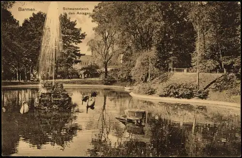 Ansichtskarte Barmen-Wuppertal Schwanenteich in den Anlagen 1912
