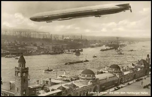 Hamburg Hafen Flugwesen Luftschiff Hansa Zeppelin -REPRO 1912/1990