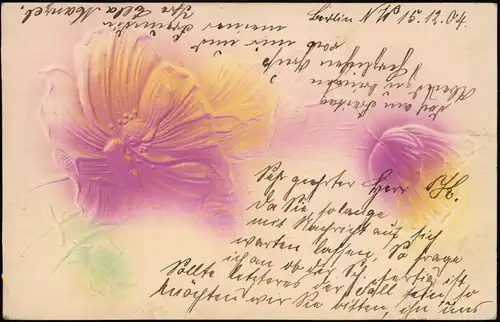 Ansichtskarte  Künstlerkarte Blumen - Präge-Reliefkarte 1904